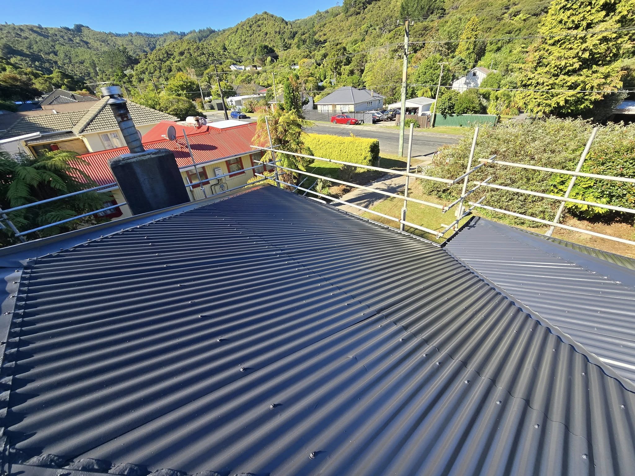 Metal roof with skylight